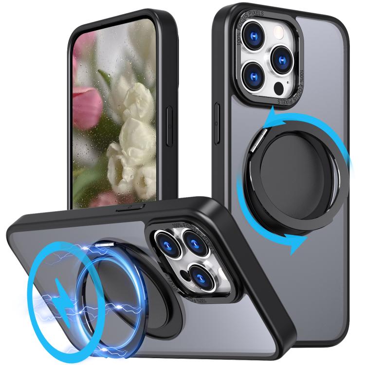 

For iPhone 14 Pro Kalebol 360-degree Rotating MagSafe Magnetic Holder Phone Case(Black)