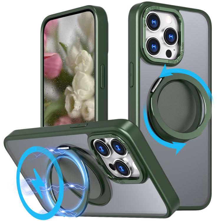 

For iPhone 14 Pro Kalebol 360-degree Rotating MagSafe Magnetic Holder Phone Case(Green)