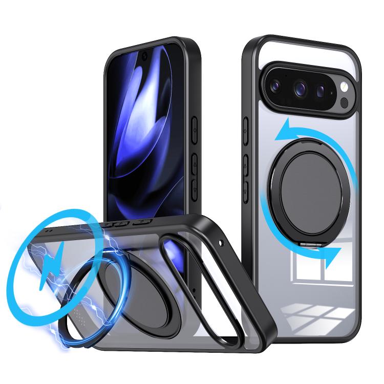 

For Google Pixel 10 Pro XL kalebol 360-degree Rotating MagSafe Magnetic Holder Phone Case(Black)