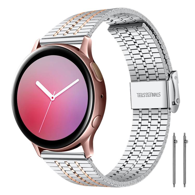 

22mm xDfind Seven Beads Buckle Stainless Steel Watch Band(Silver Rose Gold)