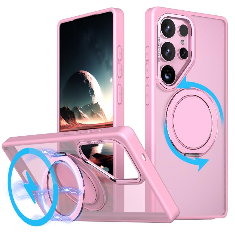 

For Samsung Galaxy S25 Ultra 5G Kalebol 360-degree Rotating MagSafe Magnetic Holder Phone Case(Pink)