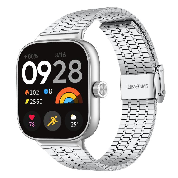 

For Xiaomi Smart Band 9 Pro/8 Pro/Redmi Watch 5/4 xDfind Seven Beads Buckle Stainless Steel Watch Band(Silver)