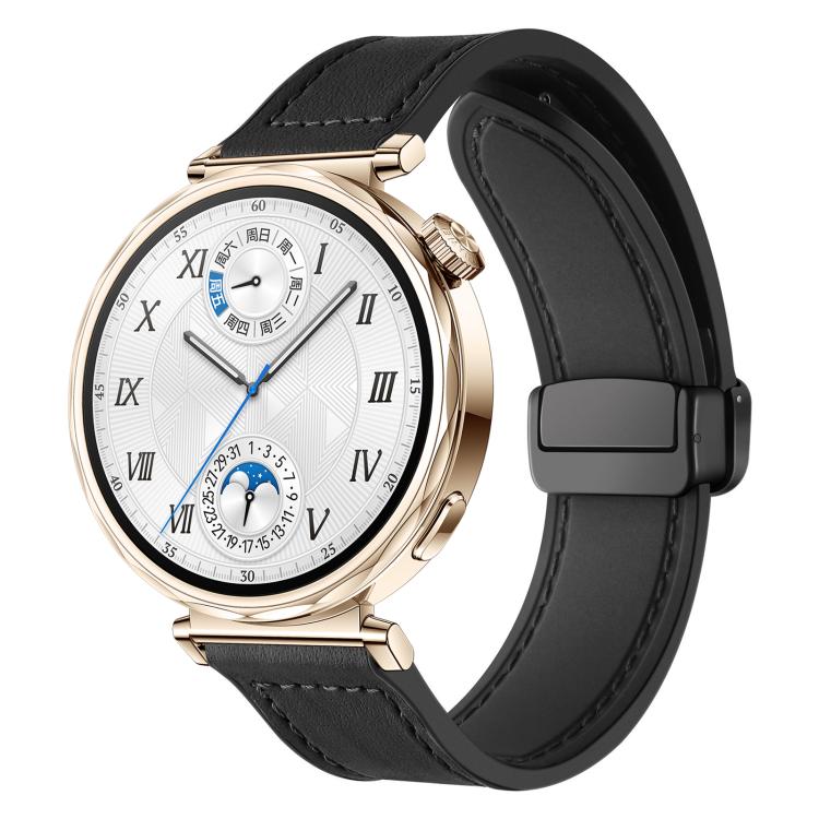 

18mm xDfind Crazy Horse Pattern Silicone Skin Magnetic Buckle Watch Band(Black)