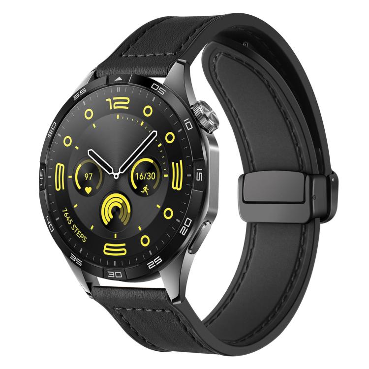 

20mm xDfind Crazy Horse Pattern Silicone Skin Magnetic Buckle Watch Band(Black)