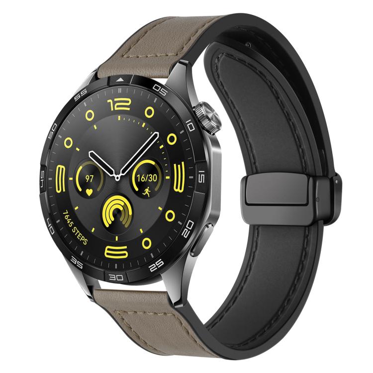 

20mm xDfind Crazy Horse Pattern Silicone Skin Magnetic Buckle Watch Band(Taupe)