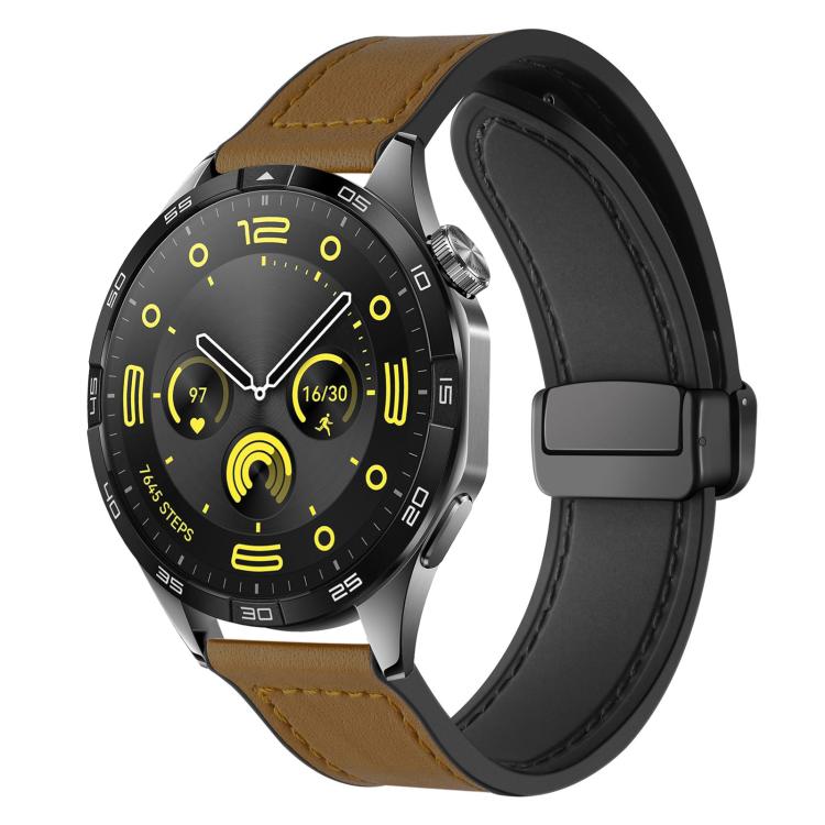 

20mm xDfind Crazy Horse Pattern Silicone Skin Magnetic Buckle Watch Band(Light Brown)