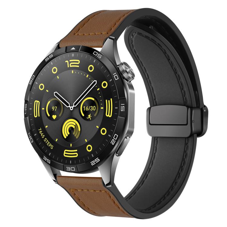 

20mm xDfind Crazy Horse Pattern Silicone Skin Magnetic Buckle Watch Band(Dark Brown)