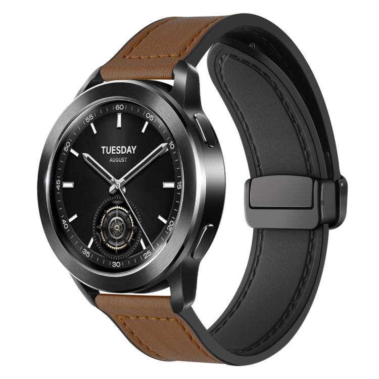

22mm xDfind Crazy Horse Pattern Silicone Skin Magnetic Buckle Watch Band(Dark Brown)