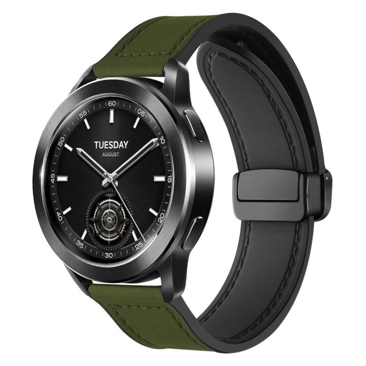 

22mm xDfind Crazy Horse Pattern Silicone Skin Magnetic Buckle Watch Band(Army Green)