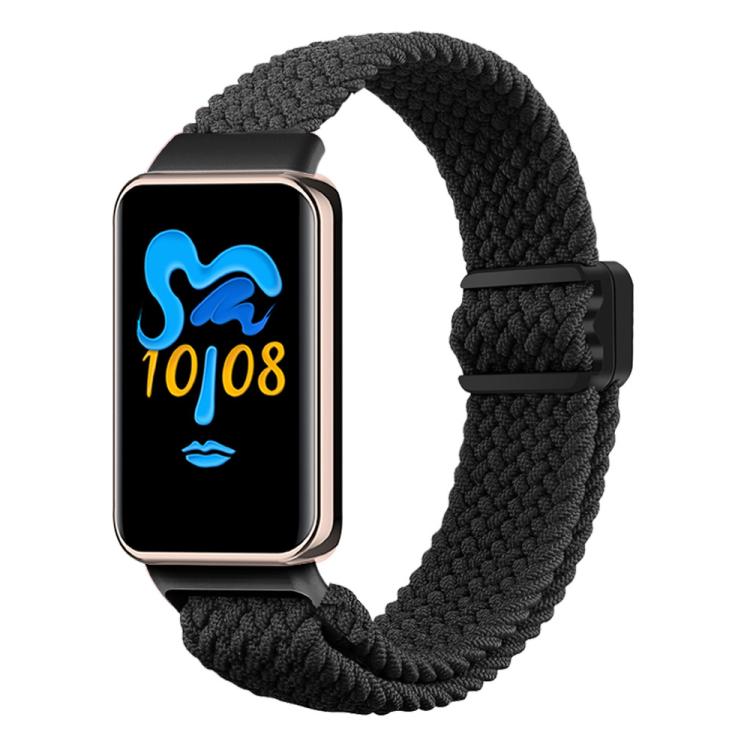 

For Honor Band 10 / 9 xDfind Magnetic Buckle Nylon Braid Watch Band(Black)