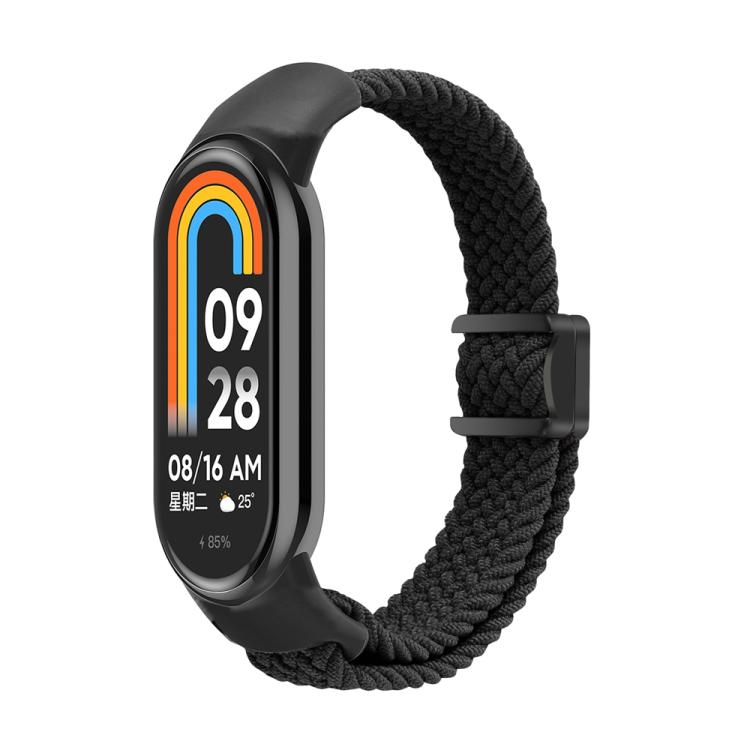 

For Xiaomi Smart Band 10 / 9 / 8 xDfind Nylon Braided Loop Magnetic Buckle Watch Band(Black)