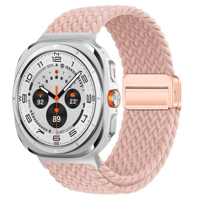 

For Samsung Galaxy Watch Ultra / Ultra 2025 xDfind Magnetic Buckle Nylon Braid Loop Watch Band(Pink Sand)
