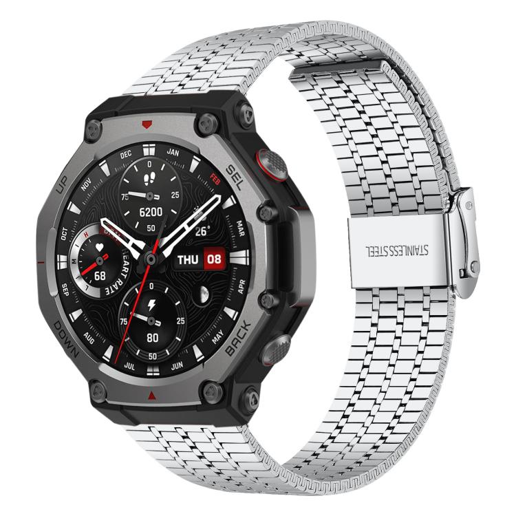 

For Amazfit T-Rex 3 xDfind Seven Beads Buckle Stainless Steel Watch Band(Silver)