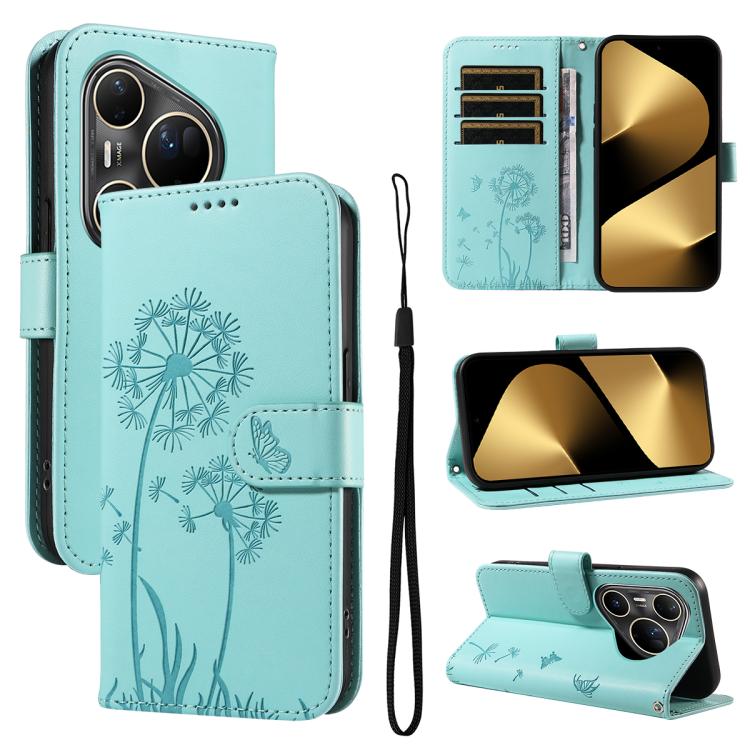 

For Huawei Pura 80 Ultra 5G Dandelion Embossed Pattern Flip Leather Phone Case(Green)