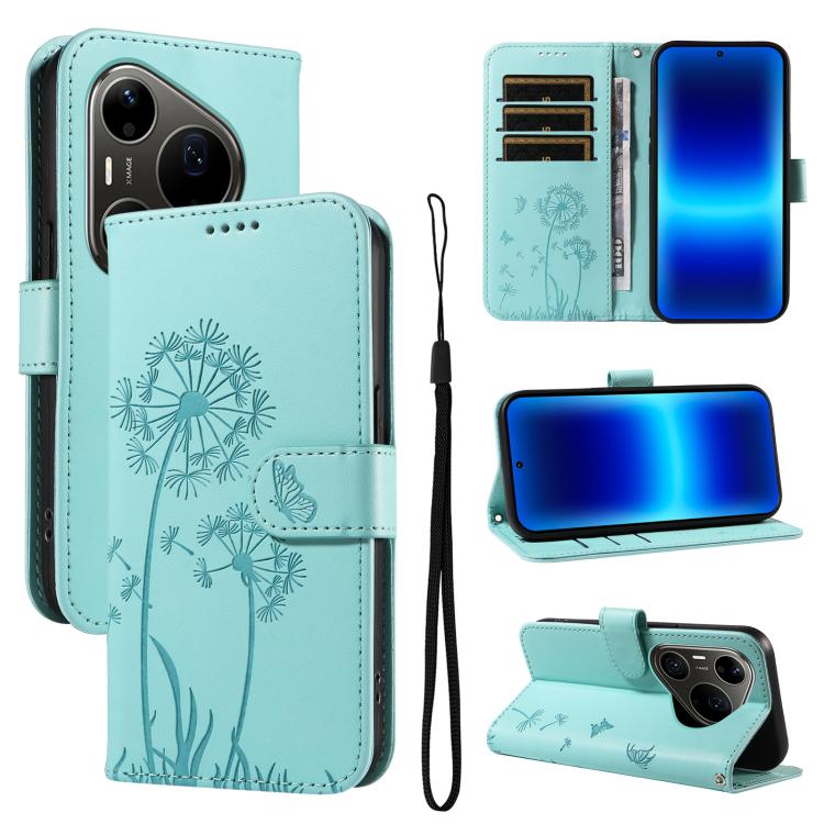 

For Huawei Pura 90 Pro Max 5G Dandelion Embossed Pattern Flip Leather Phone Case(Green)