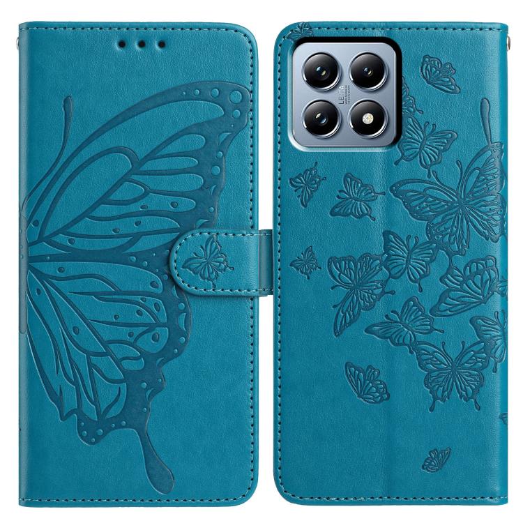 

For Xiaomi 15T 5G Butterfly Flutter Pattern Embossed Leather Phone Case(Blue)