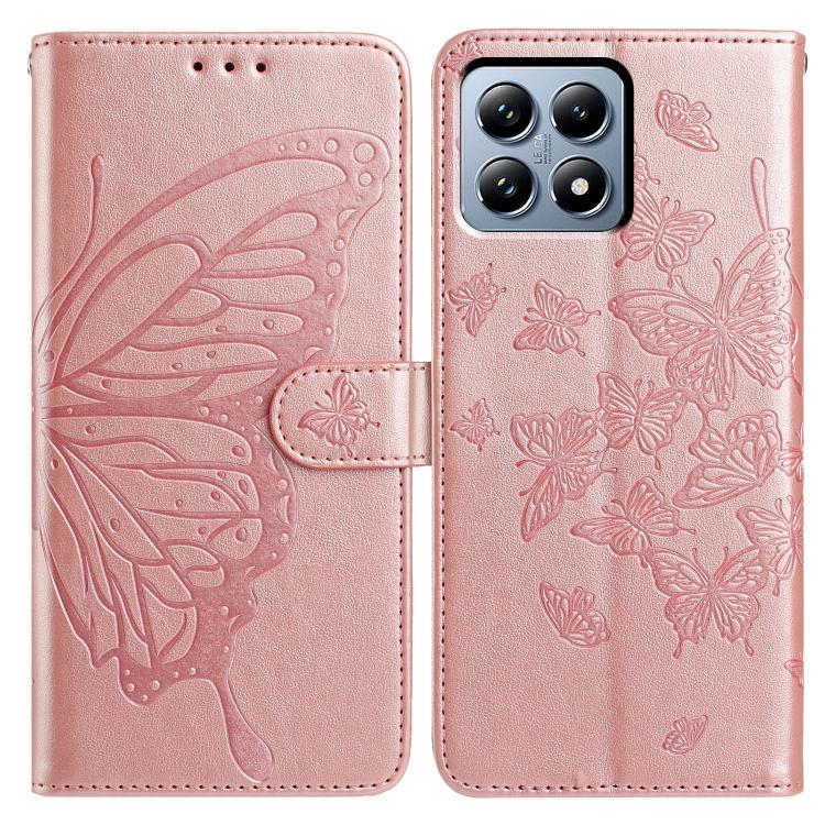 

For Xiaomi 15T Pro 5G Butterfly Flutter Pattern Embossed Leather Phone Case(Rose Gold)