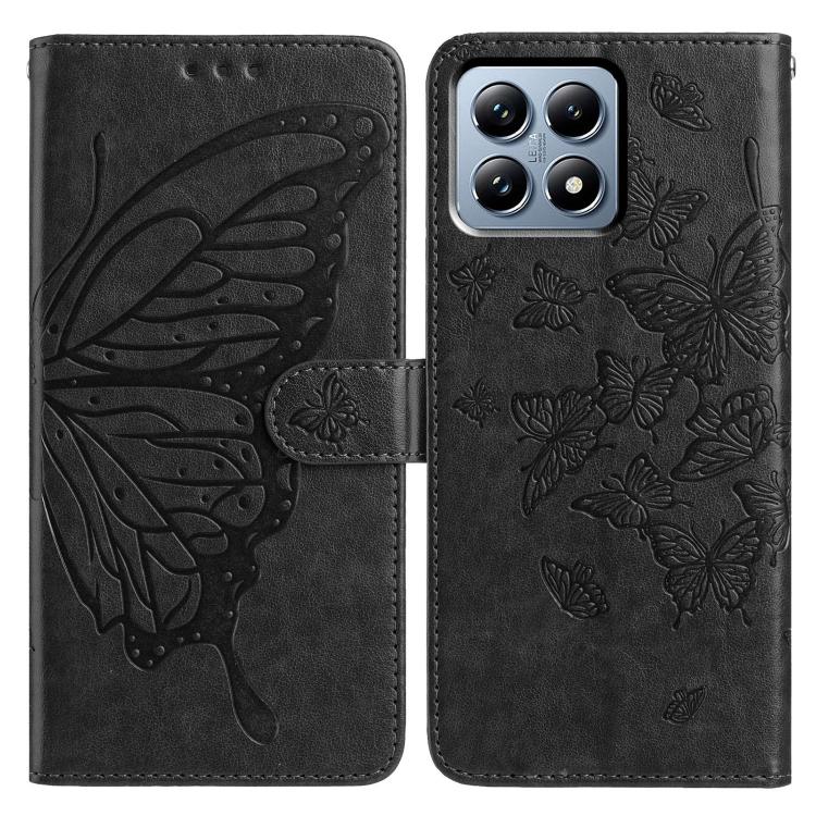 

For Xiaomi 15T Pro 5G Butterfly Flutter Pattern Embossed Leather Phone Case(Black)