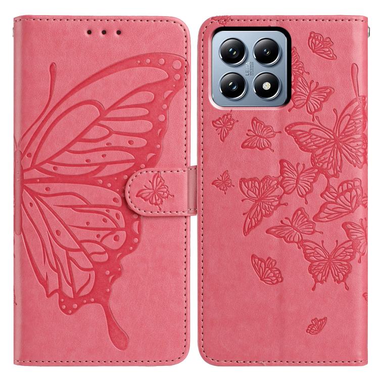 

For Xiaomi 15T Pro 5G Butterfly Flutter Pattern Embossed Leather Phone Case(Rose Red)