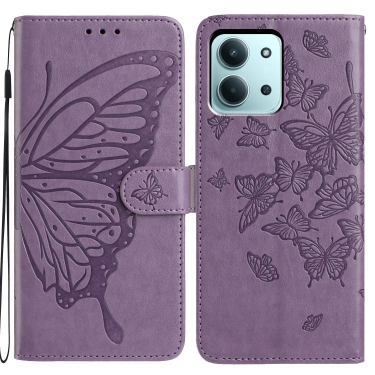 

For Redmi 15C 5G / 4G EU 173mm Butterfly Flutter Pattern Embossed Leather Phone Case(Purple)