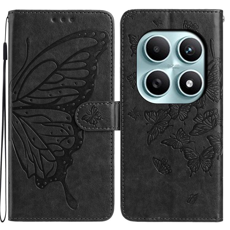 

For Redmi Note 15 4G / 5G Global 164mm Butterfly Flutter Pattern Embossed Leather Phone Case(Black)