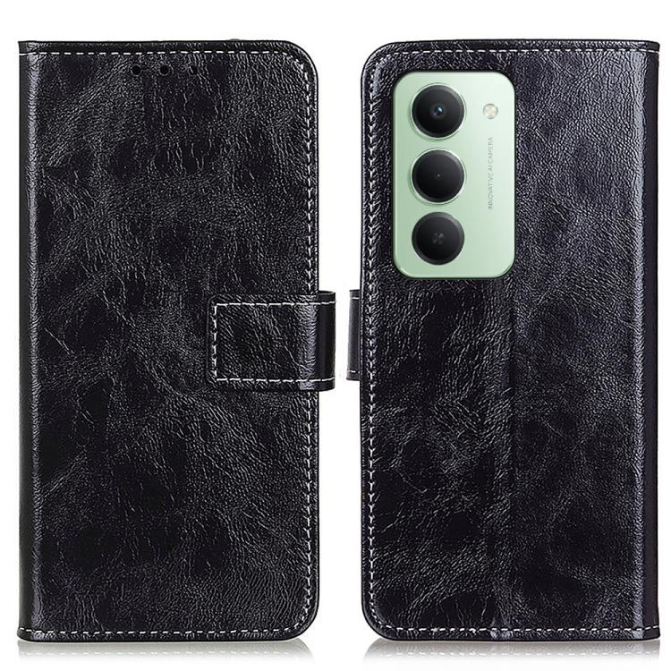 

For Redmi 15 5G / 4G EU 171mm Retro Crazy Horse Texture Leather Phone Case(Black)
