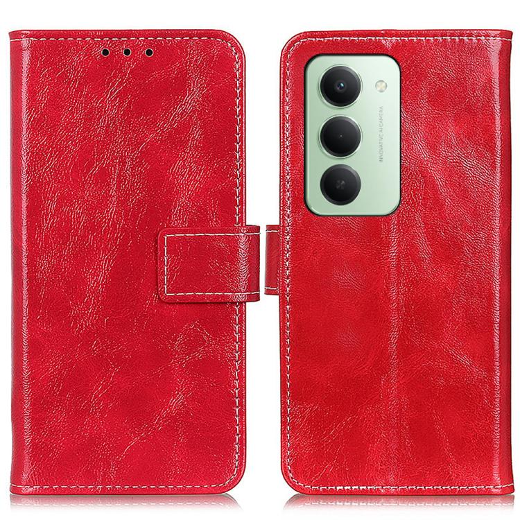 

For Redmi 15 5G Global / 15 4G SEA 169.5mm Retro Crazy Horse Texture Leather Phone Case(Red)