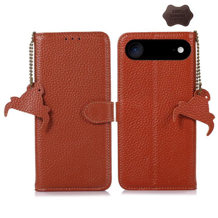 

For iPhone Air Genuine Leather Litchi Texture RFID Leather Phone Case(Coffee)