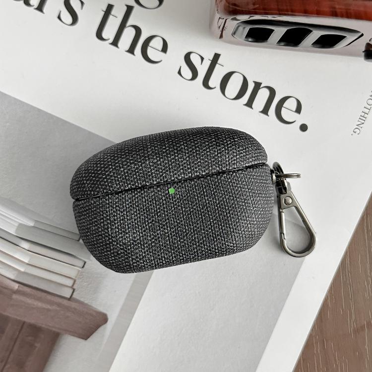 

For Sony WF-1000XM5 Coarse Cloth Texture PC Earphone Protective Case(Black)