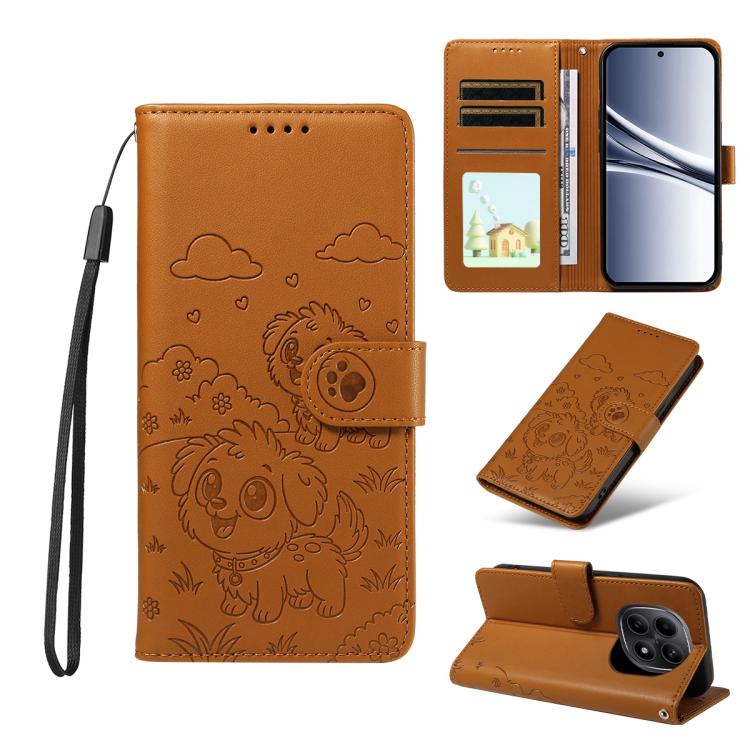 

For Redmi Note 15 5G Global 164mm Embossed Heart Dog RFID Blocking Wallet Leather Phone Case(Brown)
