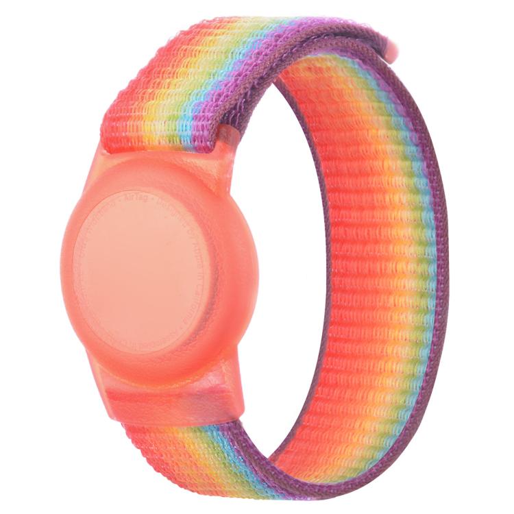 

For AirTag xDfind Nylon Loop Watch Band Style Anti-lost Tracker Protective Cover(Rainbow)
