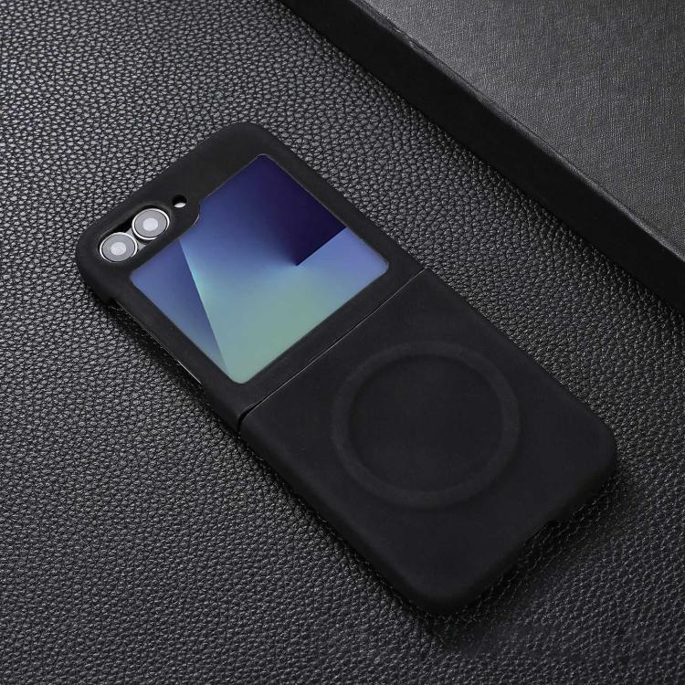 

For Samsung Galaxy Z Flip7 5G Skin Feel Sheepskin MagSafe Magnetic Phone Case(Black)