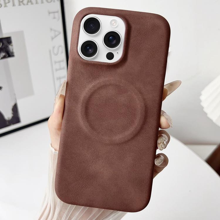 

For iPhone 16 Pro Max Skin Feel Sheepskin MagSafe Magnetic Phone Case(Brown)