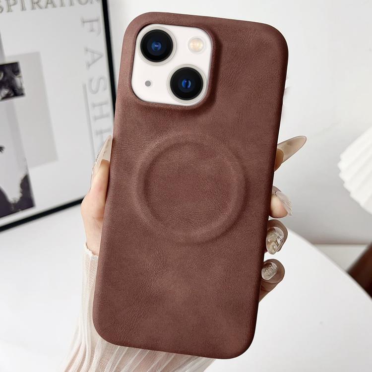 

For iPhone 15 Plus Skin Feel Sheepskin MagSafe Magnetic Phone Case(Brown)