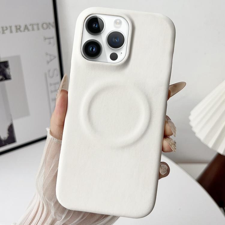 

For iPhone 13 Pro Max Skin Feel Sheepskin MagSafe Magnetic Phone Case(White)