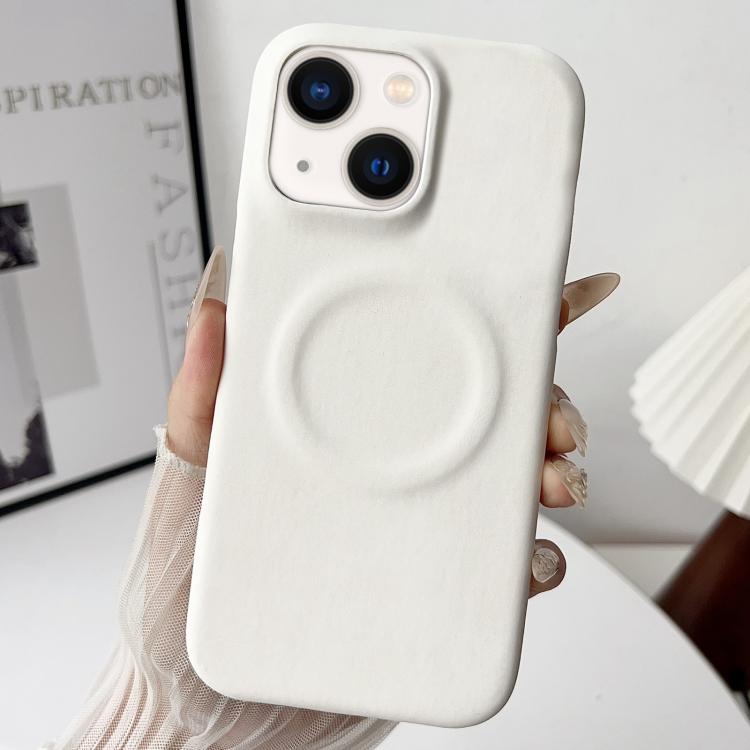 

For iPhone 13 Skin Feel Sheepskin MagSafe Magnetic Phone Case(White)