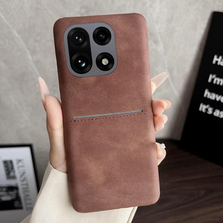 

For OnePlus 15 Skin Feel Sheepskin Card Slot Phone Case(Brown)