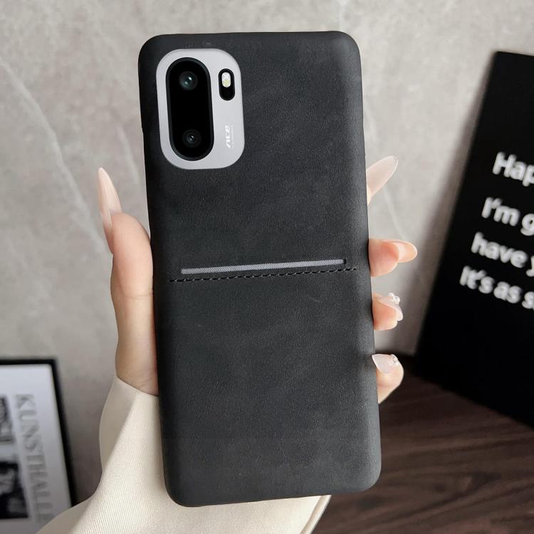 

For OnePlus Ace 6 Skin Feel Sheepskin Card Slot Phone Case(Black)