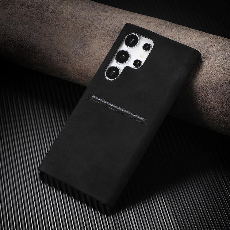 

For Samsung Galaxy S25 UItra 5G Skin Feel Sheepskin Card Slot Phone Case(Black)