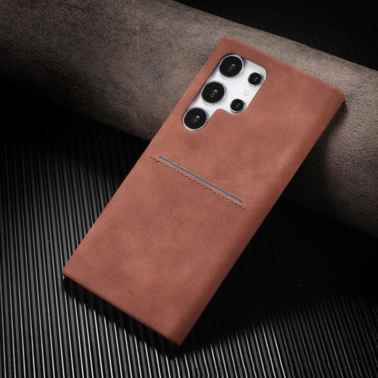 

For Samsung Galaxy S24 UItra 5G Skin Feel Sheepskin Card Slot Phone Case(Brown)