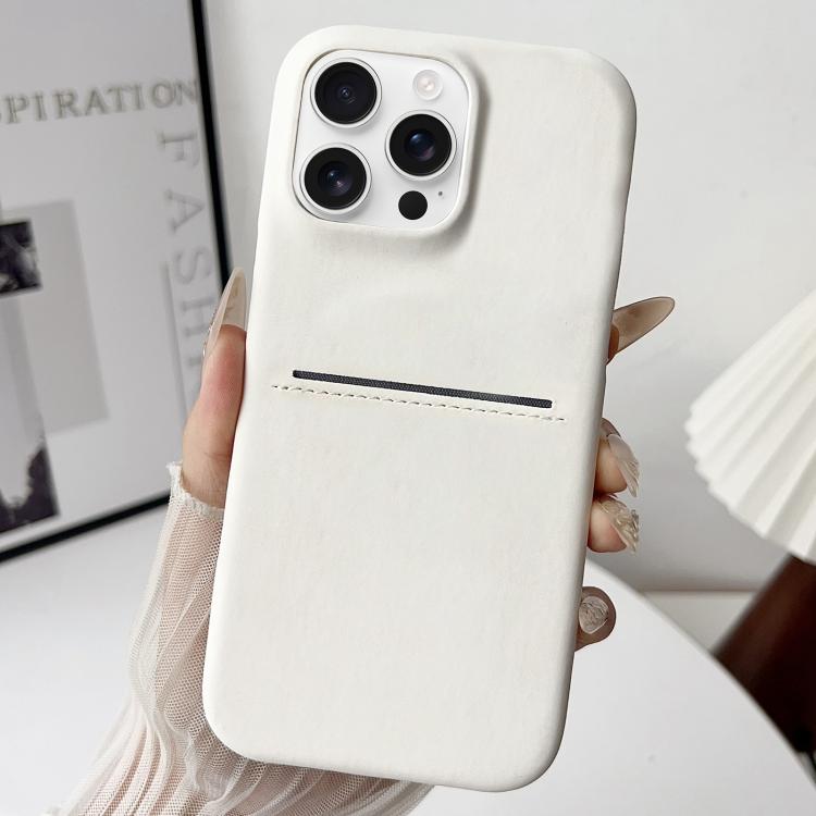 

For iPhone 16 Pro Max Skin Feel Sheepskin Card Slot Phone Case(White)