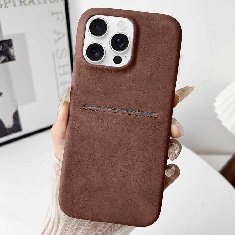

For iPhone 16 Pro Max Skin Feel Sheepskin Card Slot Phone Case(Brown)