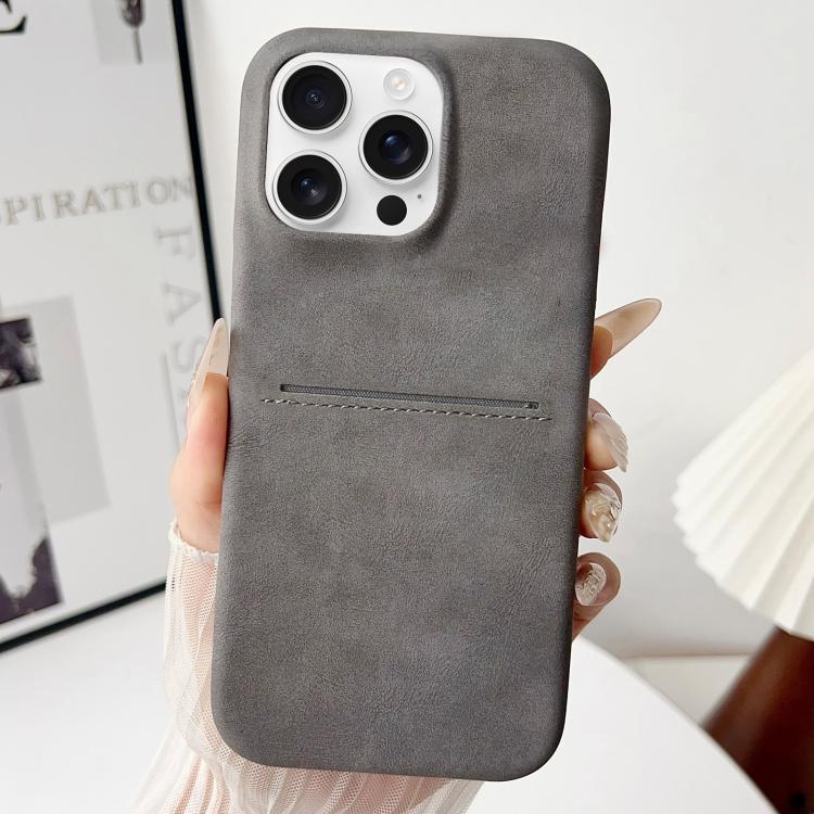 

For iPhone 16 Pro Skin Feel Sheepskin Card Slot Phone Case(Grey)
