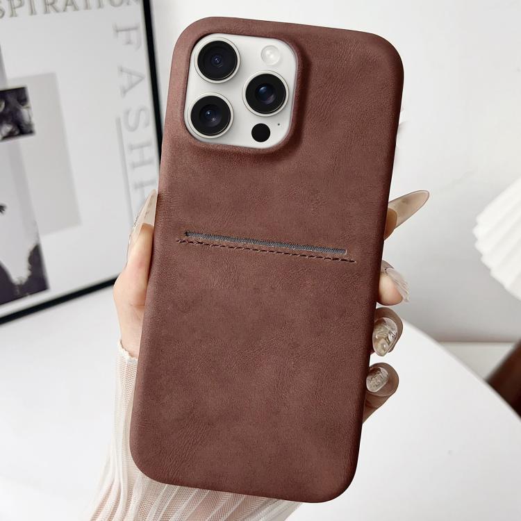 

For iPhone 15 Pro Max Skin Feel Sheepskin Card Slot Phone Case(Brown)