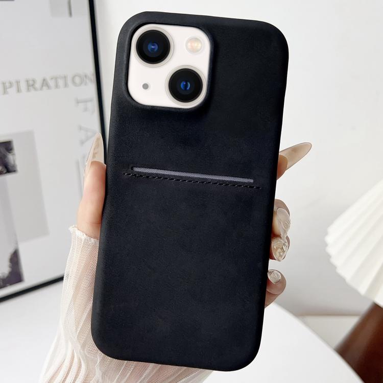 

For iPhone 15 Skin Feel Sheepskin Card Slot Phone Case(Black)