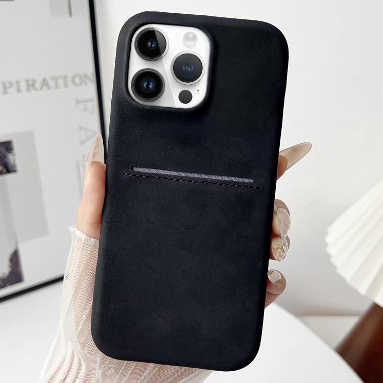 

For iPhone 13 Pro Max Skin Feel Sheepskin Card Slot Phone Case(Black)