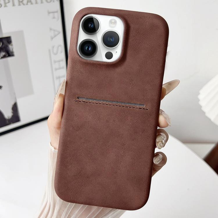 

For iPhone 13 Pro Max Skin Feel Sheepskin Card Slot Phone Case(Brown)