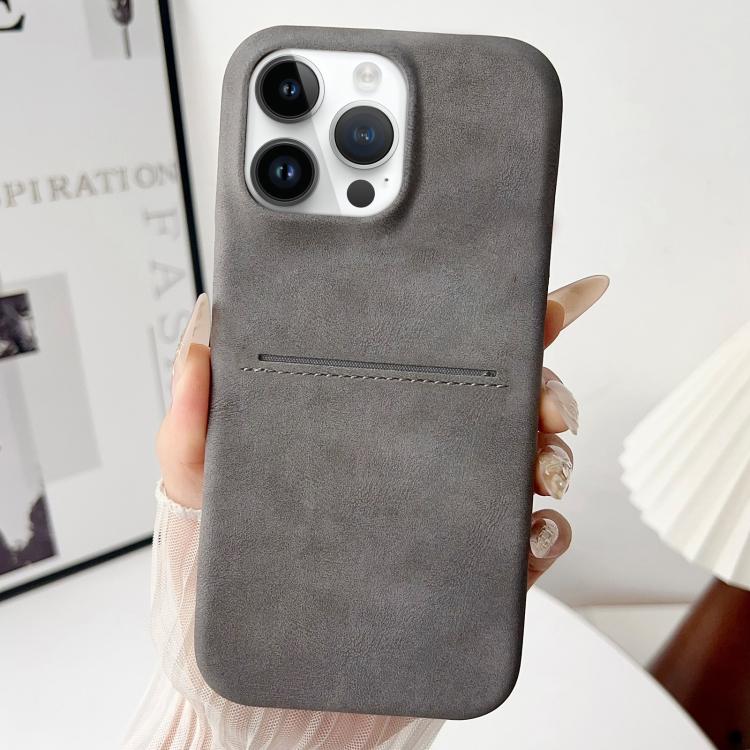 

For iPhone 13 Pro Max Skin Feel Sheepskin Card Slot Phone Case(Grey)