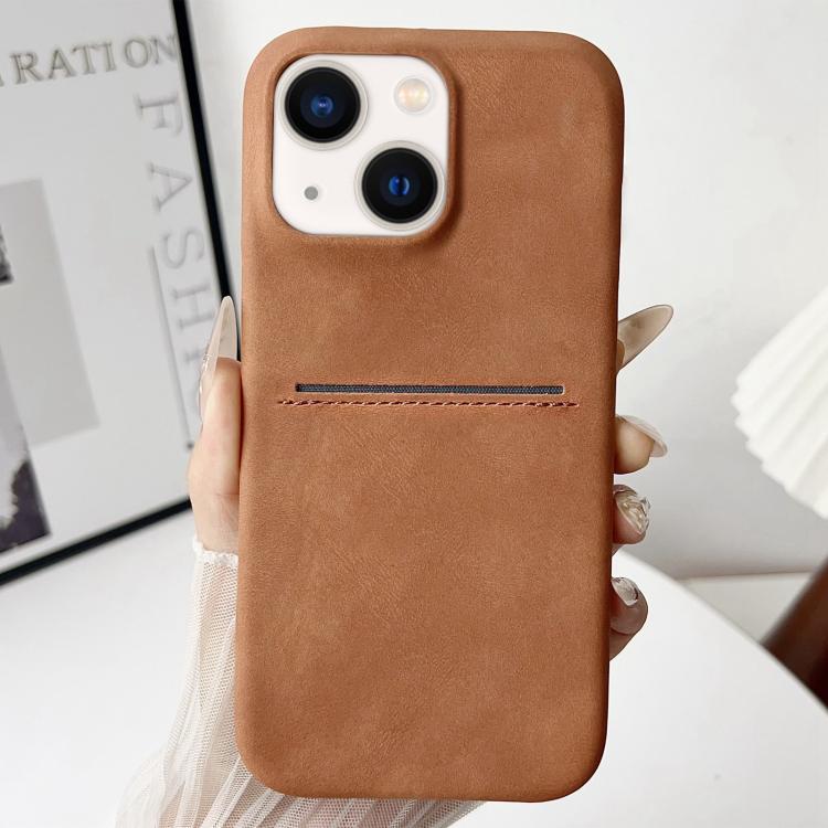 

For iPhone 13 Skin Feel Sheepskin Card Slot Phone Case(Yellow)