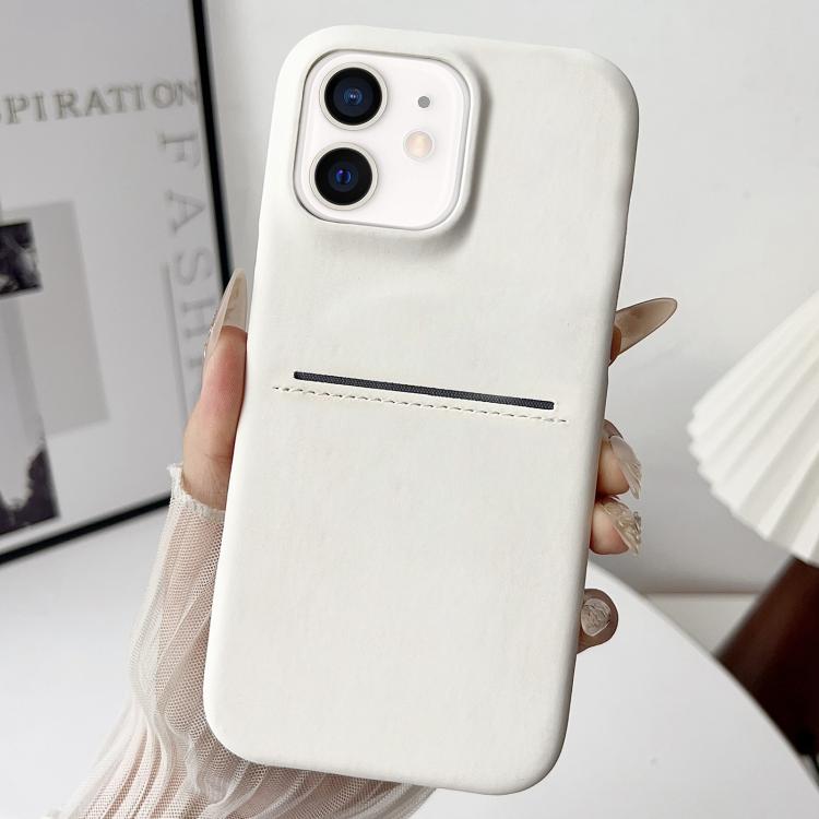 

For iPhone 12 / 12 Pro Skin Feel Sheepskin Card Slot Phone Case(White)